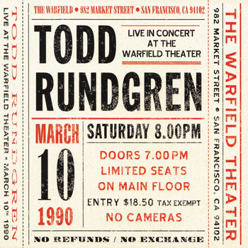 Todd Rundgren - Live at The Warfield Theater, San Francisco: March 10th 1990 - Live