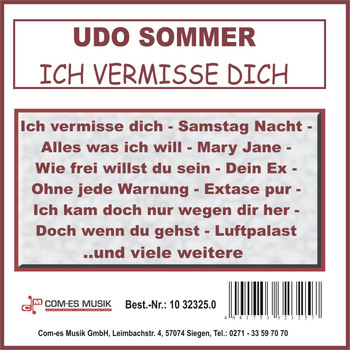 Udo Sommer - Ich vermisse dich