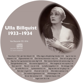 Ulla Billquist - Den Kompletta Ulla Billquist 1933-1934