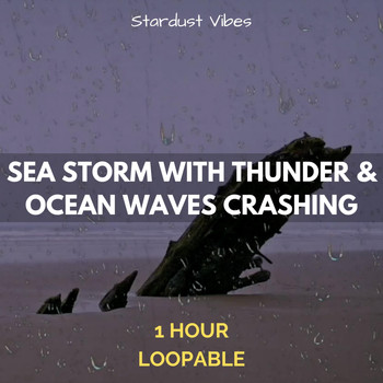 Stardust Vibes - Sea Storm with Thunder & Ocean Waves Crashing: One Hour (Loopable)