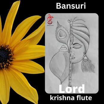 Easy Flute Drawing with Mor Pankh | Krishna Flute Drawing Step by Step
