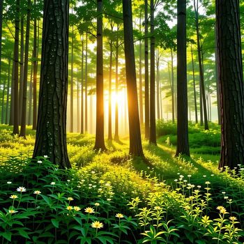 hiro - Sunlight shines through the trees