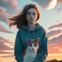Moby Dick - 흰 고양이와 노을 속의 소녀 (White cat and girl in the sunset)