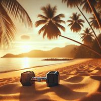 angelee - Lift Dumbbells on the Beach