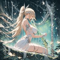 Ponytail Girl Melodies - Harpist of the Eternal Bloom