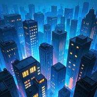 Danang - City lights fade into blue